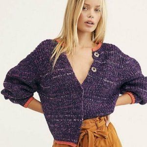 Free People Walk On By Chunky Knit Cardigan Sweater